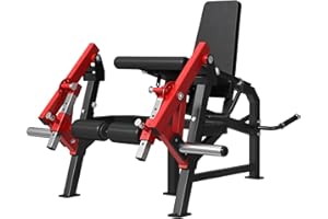 GMWD Leg Extension and Curl Machine, Single Leg Extension, Lying Leg Curl, Standing Leg Curl, Adjustable Leg Exercise Bench with Plate Loaded, Leg Machine Home Gym, Red