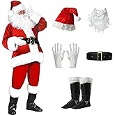 Wizland Santa Claus Costume for Men,9 pcs Santa Claus Suit Adults Men Professional