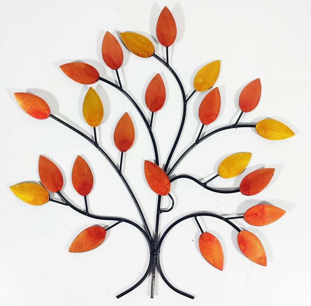 SK Style Contemporary Metal Wall Art Decor Sculpture - Golden Autumn Tree Branch