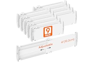 Lifewit 4" High 9 Pack Drawer Dividers, 10.5-16.5" Drawer Divider for Clothes, Adjustable Dresser Drawer Organizers, Plastic Drawers Separators for Clothes, Bedroom, Bathroom, Kitchen, Closet