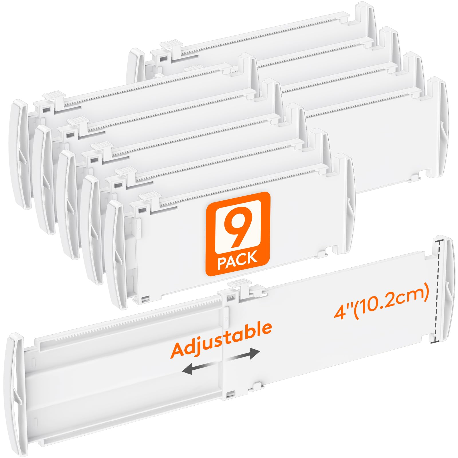 Photo 1 of Lifewit 9 Pack Drawer Dividers 4" High, 10.5-16.5" Dresser Drawer Divider, Adjustable Drawer Organizers for Clothes, Plastic Drawers Separators for Dresser, Bedroom, Bathroom, Kitchen, Office