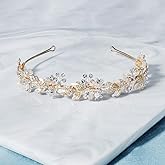 Oriamour Bridal headband Rhinestone Hair Band Bridal Headpieces for Bride Hair Jewelry Accessories (Gold)