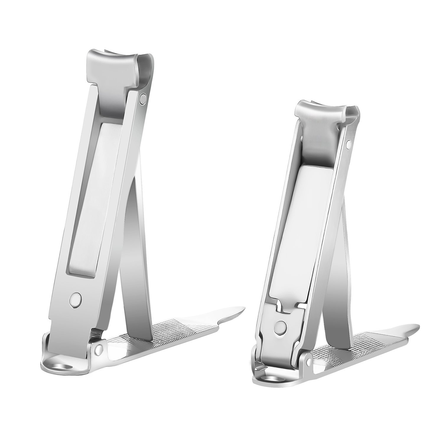Nail Clippers, Fingernail and Toenail Clipper Set 2PCS Professional Stainless Sharp Flat Nail Cutter with Nail File Wide Jaw Opening and Sturdy Build (2 Pcs)