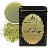 Harney &amp; Sons White Peach Matcha Tea, Loose 4 Ounce tin | Matcha and bancha green tea with peach flavor and dried peaches. Contains caffeine.