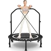 ANCHEER 40"/48" Foldable Mini Trampoline with Adjustable Handle for Adults | 450/550LBS Capacity,Bungee Rebounder,Fitness Trampoline with Resistance Bands,Exercise Trampoline for Home,Garden,and Gym