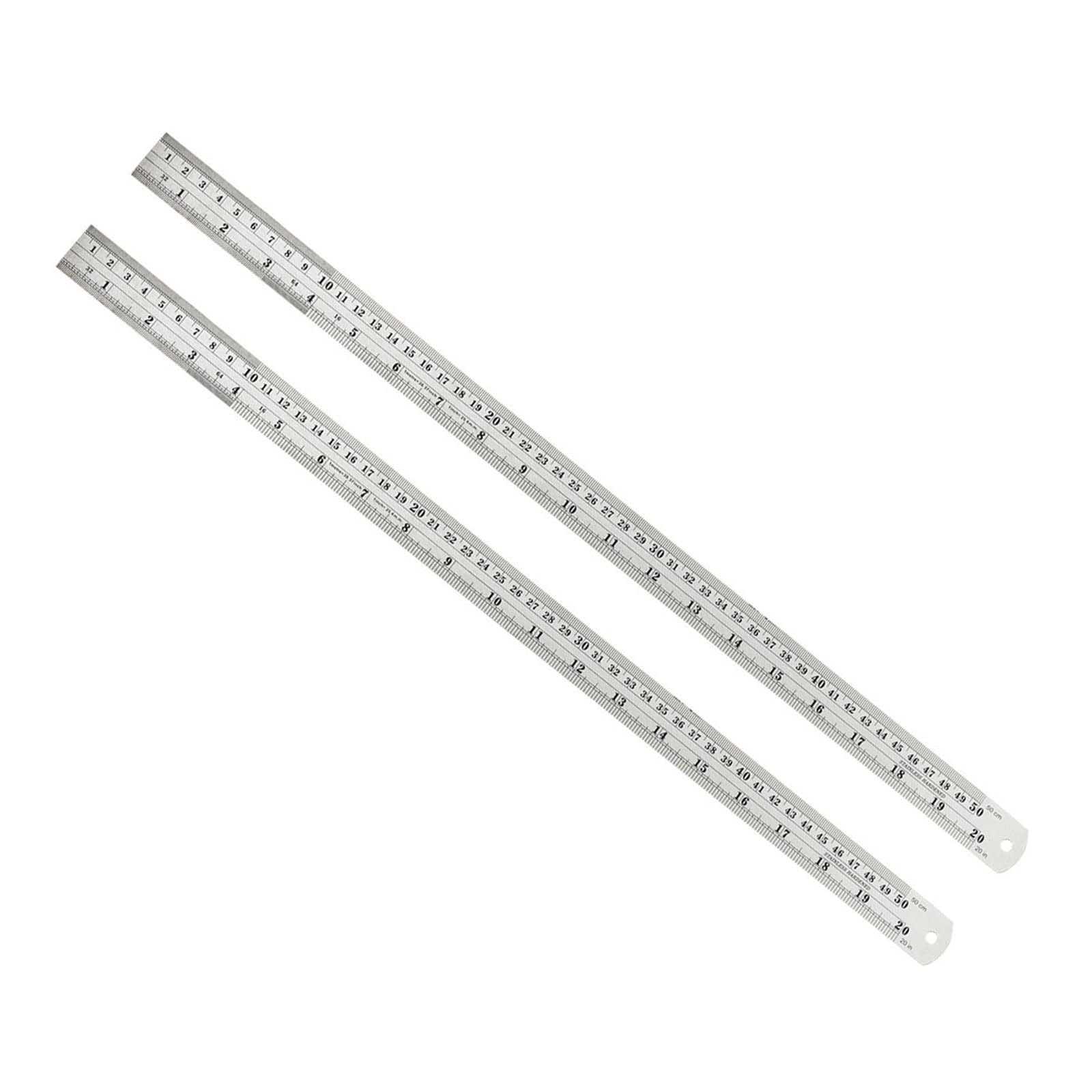 Kozelo 2pcs Metal Straight Edge Ruler - [ 500mm 20 Inch Metric ] Stainless Steel Centimeters Rulers for Precision Measuring Use, with Hang-up Hole