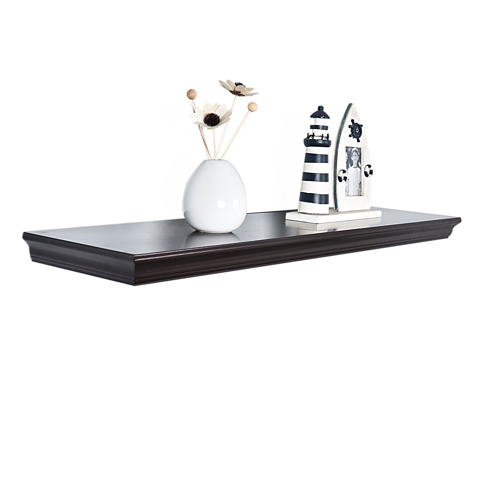 WELLAND Floating Shelves Espresso, Wood Floating Shelves For Bathroom