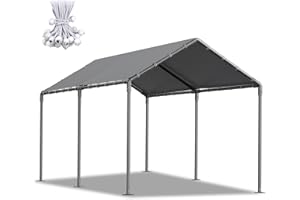 GAILDON 10×20 Carports, Portable Garage Carport with Heavy Duty Frame & Waterproof Carport Canopy Shelter for Outdoor, Boat, Truck, SUV (Gray, no sidewall)