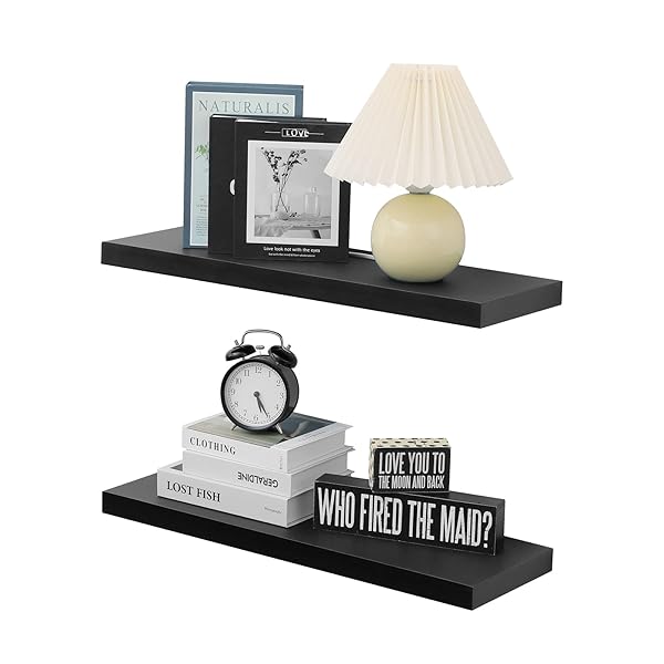 WELLAND SET OF 2 FLOATING SHELVES WALL MOUNTED...
