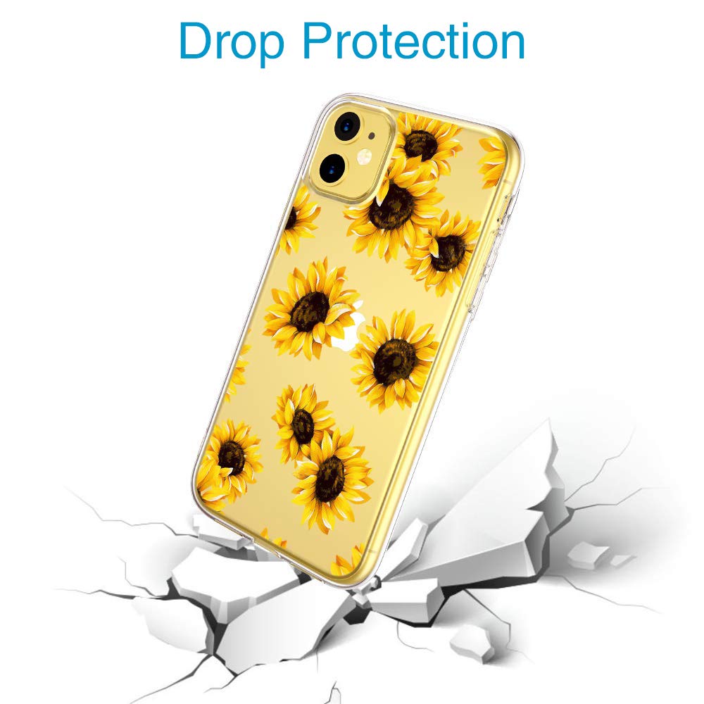 AILRINNI for iPhone 11 case - Soft Clear Slim Silicone Phone Case, Premium Gel Shockproof Bumper Protective Case Cover for Apple iPhone 11 2019 (6.1 Inch) - Sunflower