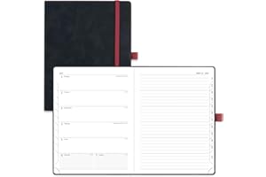 POPRUN Planner 2024-2025 (6.5'' x 8.5'') Academic Calendar Notebook (July 2024 - June 2025) Weekly & Monthly Organizer for time Management, Leather Cover, Monthly Tabs, Inner Pocket - Black