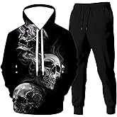 QiErDesign Men 3D Digital Printed Hoodie and Sweatpants Pullover Hoodie Suit 2 Piece Outfit