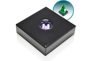 ASENTE 5 LED Base Light for Crystal AC/USB Powered - Square LED Light Stand for Glass Art, Mini Glasses Statue - Satin Matte Black Wood Color Changing Stand Base for Trade Shows & Events (Black)