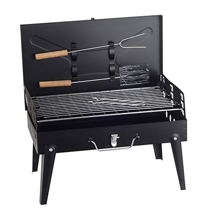 VelKro Stainless Steel Portable Briefcase Style Folding Barbecue Grill Toaster, Large(Black,BARBECUE-COILA_5)