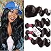 UNice Hair Icenu Series Free Part 1pc 4x4 Lace Closure with Virgin Brazilian Human Hair 3 Bundles Weaves 4pcs Lot Body Wave Natural Color (12 14 16+10 Free Part)