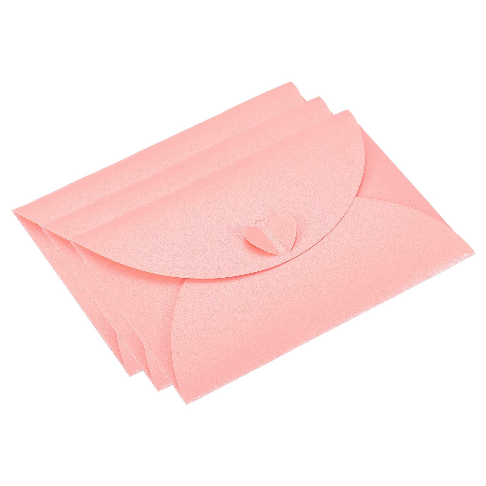 PATIKIL Gift Card Envelopes, 24 Pack Heart Shaped Clasp Photo Gift Card Holders Mini Envelope for Birthdays Weddings, Pink