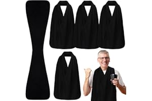 Silicherry 6 Pcs Adult Bibs Scarf for Eating Dignity Dining Protectors Scarf Bibs for Elderly Senior Citizens Washable(Black)