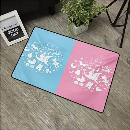 Amazon Com Anzhutwelve Gender Reveal Entrance Door Mat Cute Icons