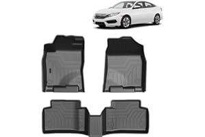 FIILINES Floor Mats for Honda Civic Sedan/Hatchback/Type R 2016-2021 All Weather TPE Floor Liners Waterproof Durable 1st & 2n