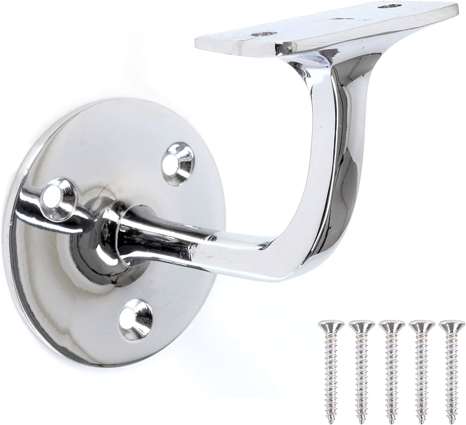 Merriway BH07775 Brass Handrail Bracket Chrome Plated 2.1/2 Inch, Silver