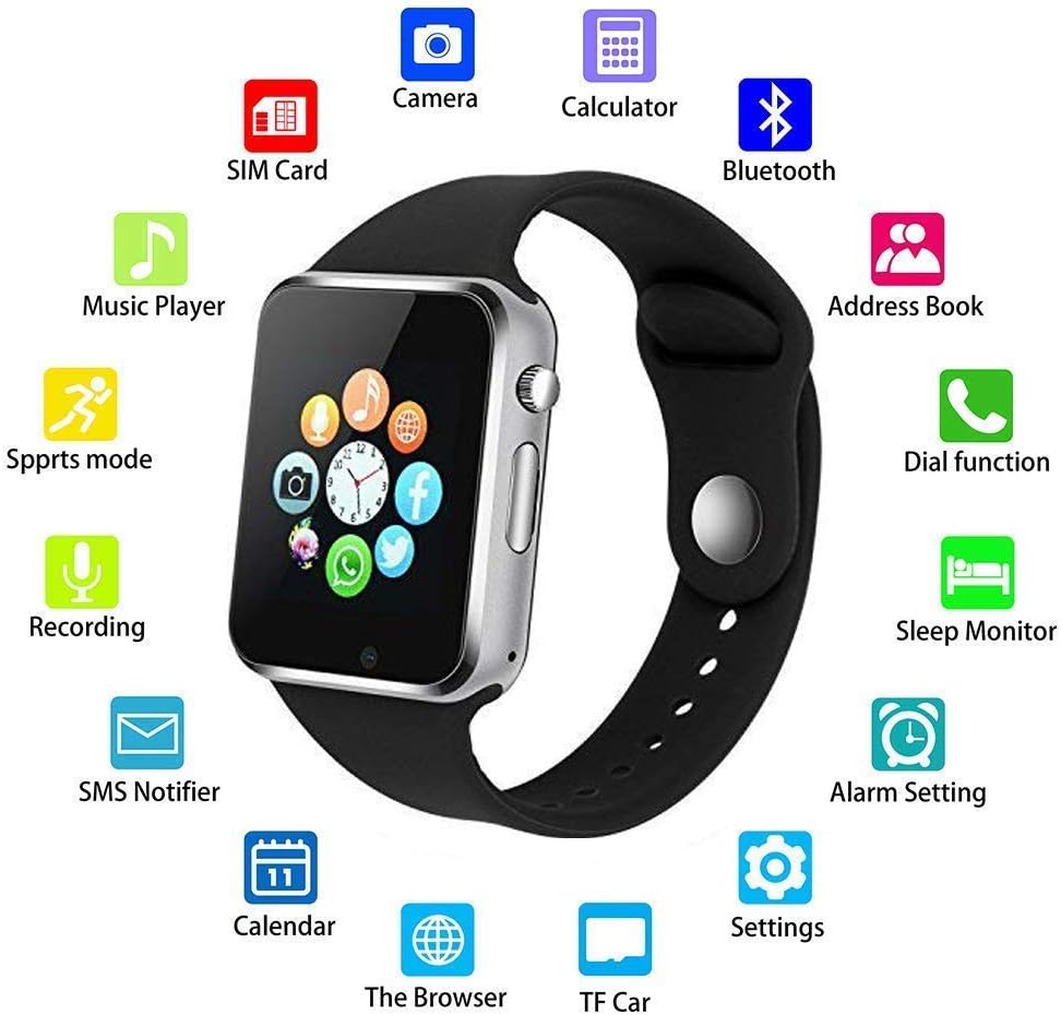 Smart Watch, DOROIM Bluetooth Cell Phone Watch for Android & ISO, Touch Screen Watches with Anti-Lost, Pedometer, Sleep Monitor and Camera Support TF & SIM Card for Men Women Kids