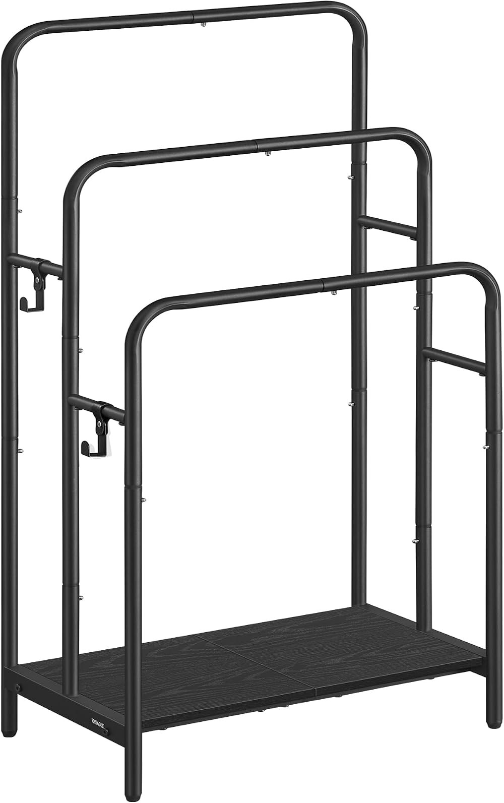 VASAGLE Freestanding Towel Rack 3-Tier 50x30x100 cm with Shelf Ebony Black