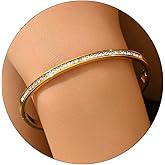 Jewigo Bangle for Women 18K Gold Plated Dainty Cubic Zironia Bracelets Dainty Heart Hollow Out Honeycomb Stainless Steel Bangle Bracelet Classic Bangle Gifts