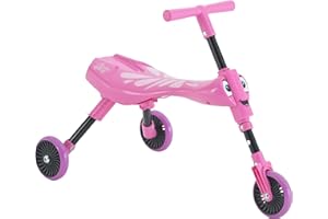 Scuttlebug 3-Wheel Foldable Ride-On Tricycle for 1+ Year Old Boys and Girls, Butterfly Trike, Antennae Handlebar, Develop Your Toddler’s Balance and Motor Skills, Fun with No Surface Scratches