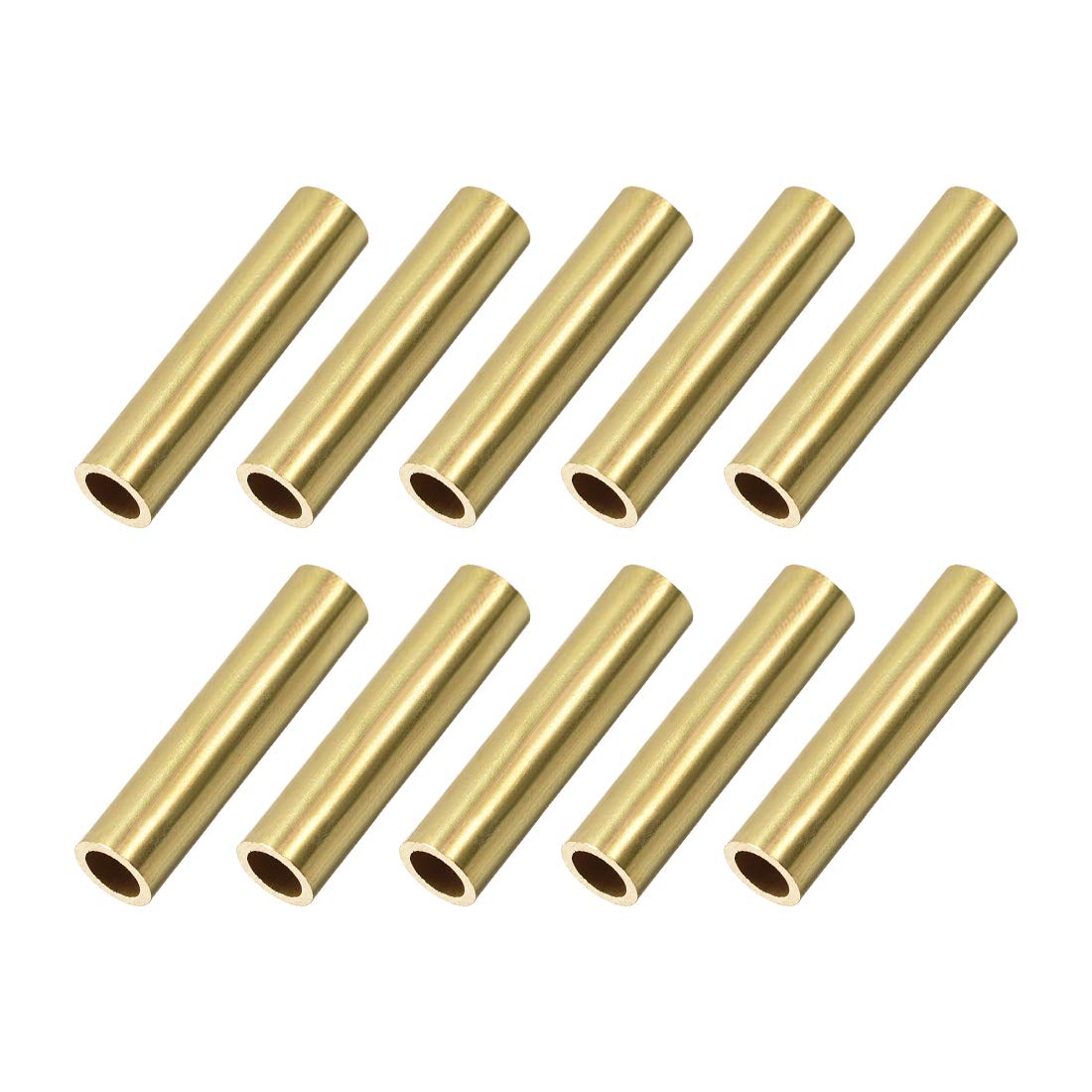 sourcing map Brass Round Tube, 7mm OD 1mm Wall Thickness 30mm Length Seamless Pipe Tubing for DIY Crafts 10 Pcs