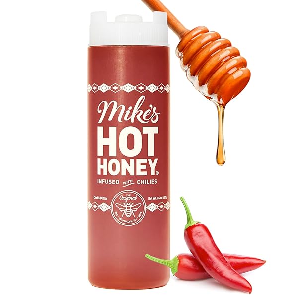 MIKE’S HOT HONEY, AMERICA’S #1 BRAND OF HOT HONEY, SPICY HONEY INFUSED WITH CHILI PEPPERS, GLUTEN-FREE, PALEO-FRIENDLY, SWEET HEAT, PERFECT FOR HOT SAUCE LOVERS (24OZ CHEF’S BOTTLE, 1 PACK)