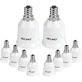 DiCUNO E12 to E26 Socket Adapter, Candelabra E12 to Medium E26, 10-Pack | E12 to E26 Adapter for Ceiling Fan, Chandelier, Pendant Light, E12 LED Light Bulb Converter, 200W Max, 200℃ Heat Resistant