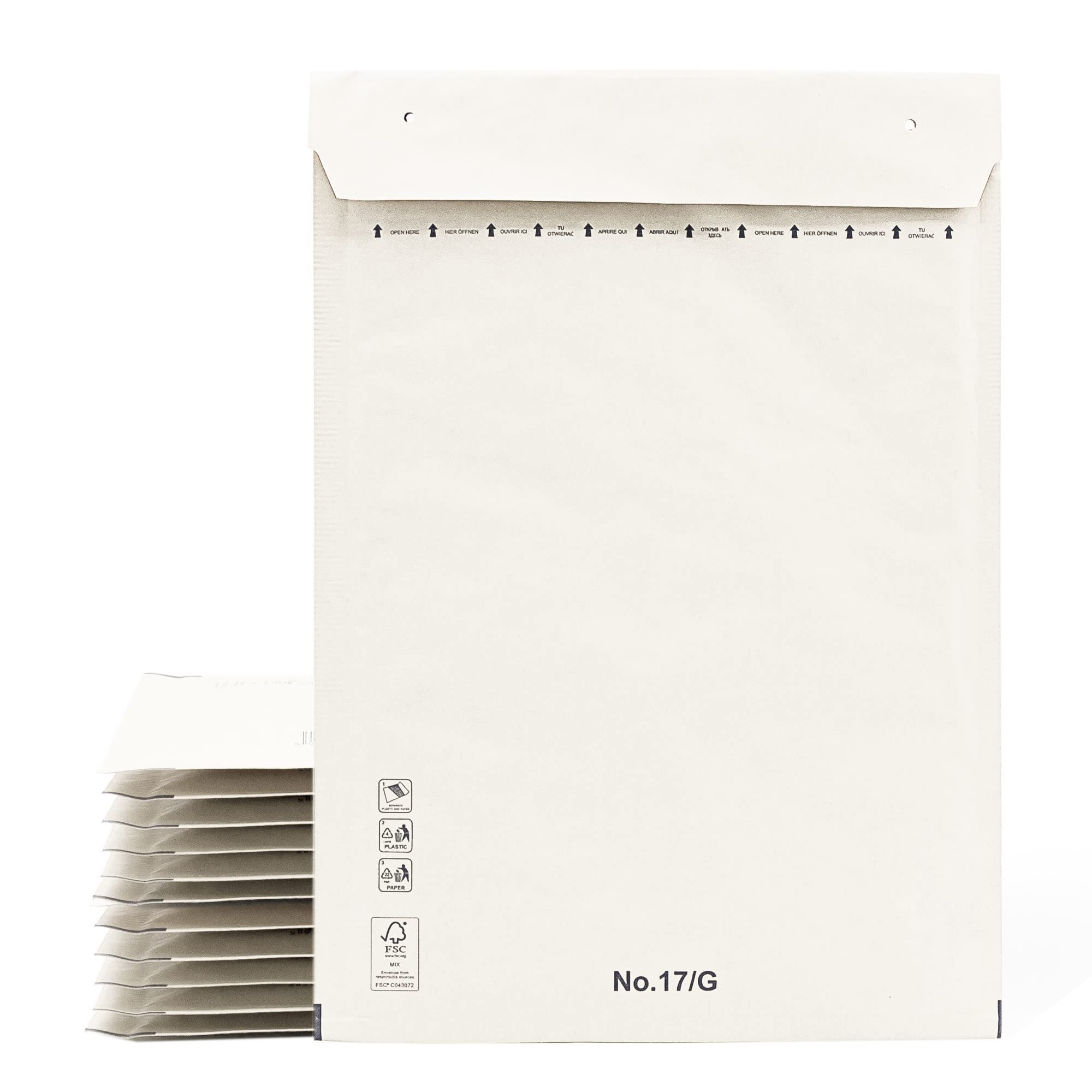 Padded Envelopes, Mailing Envelopes, Paper Bags with Bubble Inside, White, Peel and Seal Mailing Bags - Ofiturie (10 Envelopes, 270 x 360 mm)