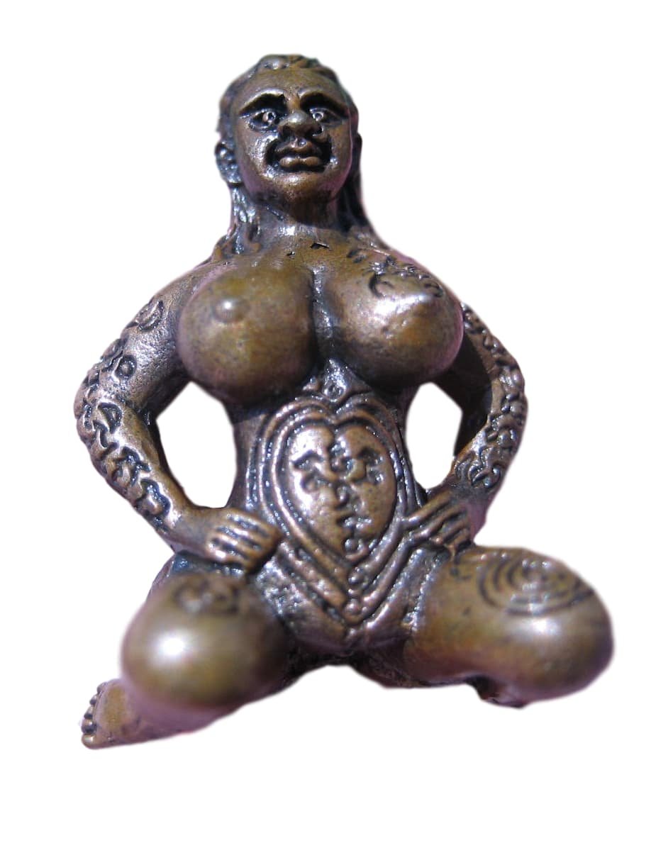 Brass Naked Nude Lady Sitting Amulet Thailand Good