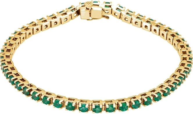 Amazon.com: 14k Yellow Gold Emerald Line 7" Bracelet: Jewelry