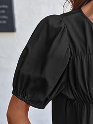 Tankaneo Womens Puff Sleeve Peplum Babydoll Tops