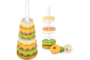 NiToy Spinning Wheels Stacking Toy for Kids, Multi-Color Spiral Tower Educational Toy, BPA-Free ABS Plastic Early Fun Playtime Learning, Engaging Brain Development & Tactile Exploration (Green)