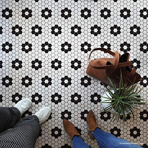Amazon Com Hexagon Tile Floor Stencil Classic Retro Penny
