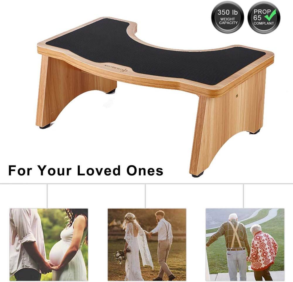 StrongTek Squatting Toilet Stool, Wood Bathroom Step Stool Squat with Anti Slip Layer, Adults and Elders, Potty Training for Adult, Portable, Sturdy, 350 lbs Capability, No Installation: Health & Personal Care