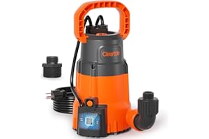 Cleartide Submersible Sump Pump, Smart Water Sensor Auto On/Off, Manual/Auto Mode, 1/4HP 2160GPH Multi-Use Utility Water Pump for Pool/Basement/Garden Drainage
