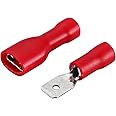 Baomain 3/16" Red Female/Male Insulated Spade Wire Connector Electrical Crimp Terminal 22-16 AWG 0.187" 4.8 x 0.5mm Pack of 100