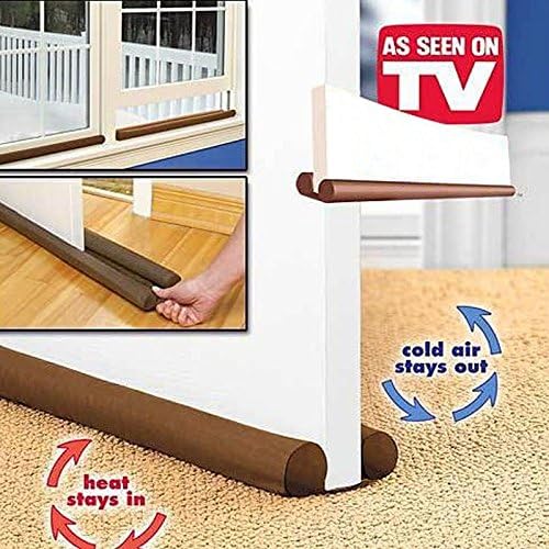 Hot Sale 32 Inch Brown Twin Door Draft Stopper Dual Draught Excluder Air Insulator Windows Dodger Guard Energy Saving