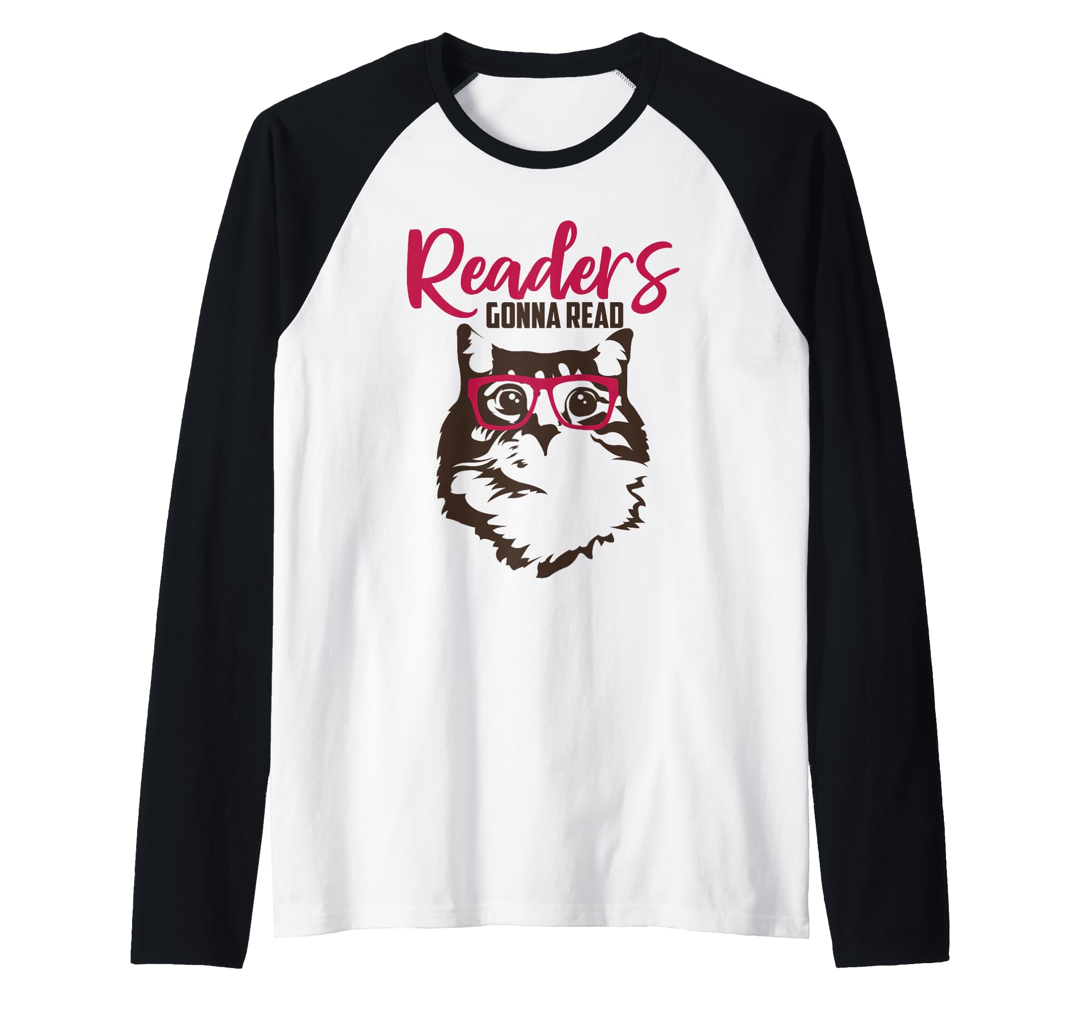 Readers Gonna Read Reading Cat Nerd Book Lover Kitten Raglan Baseball Tee