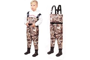 NEYGU toddler, teens waders, child chest wader with boots, kids fishing wader