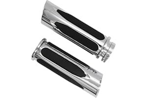 HADAXT Motorcycle Hand Grips 1 inch 25mm Universal Non-Slip Handlebar Throttle Grips Black Chrome for Harley Davidson Street Glide Sportster 883 Road King Dyna Electra Glide Softail Fatboy