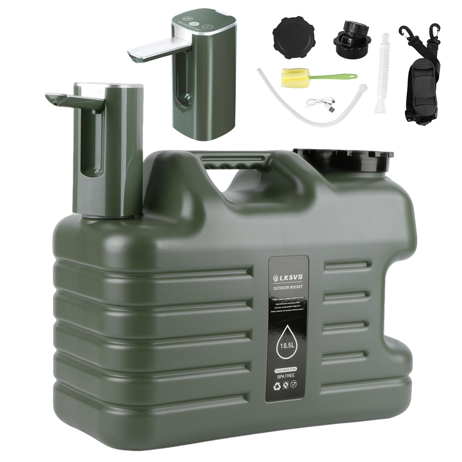 View 1 of ** product has a big dent in it **
5 Gallon Water Jug with Automatic Touch Control Pump?BPA-Free Leak-Proof Camping Water Container with Spigot, Type-C Rechargeable, Portable Water Storage Tank for Hiking, Camping Outdoors Green