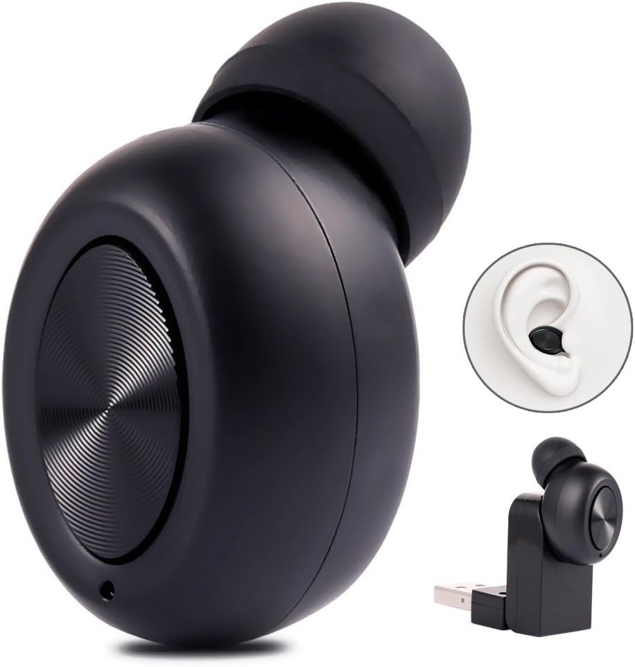 Cicostar Micro Earphones Invisible Mini Wireless Headset In-ear Bluetooth Headphones Noise Cancelling Earbuds Built-in Mic with Two Magnetic Charger - Black
