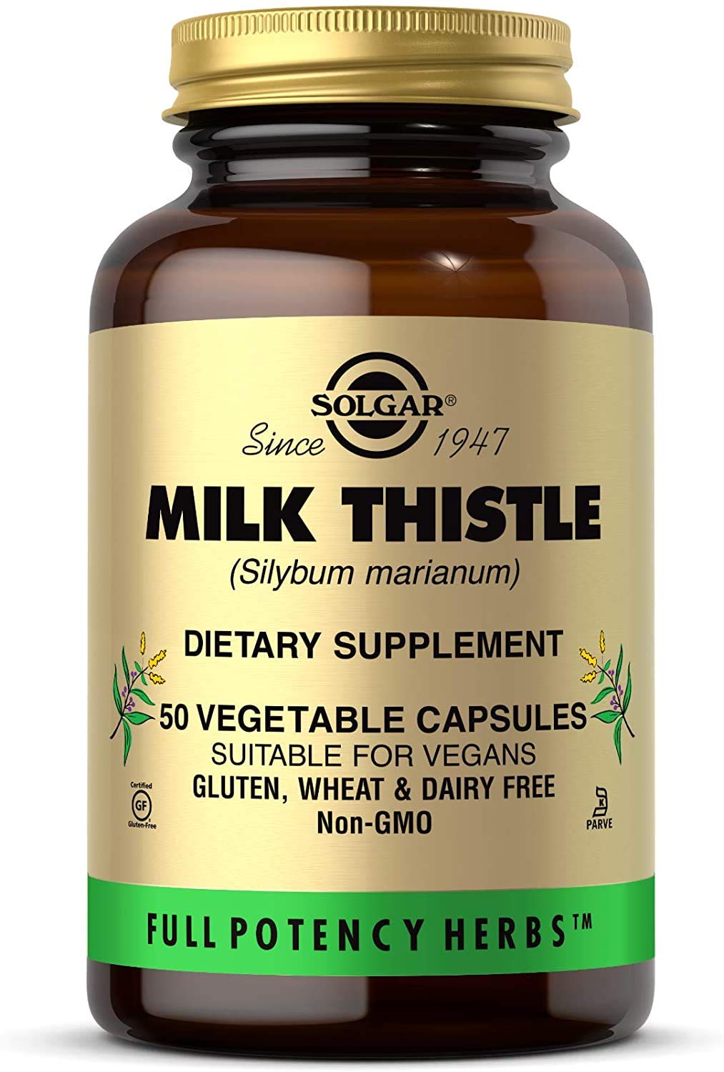 Solgar Milk Thistle, 100 Vegetable Capsules - Liver Support - Full Potency (FP) - Non-GMO, Vegan, Gluten Free, Dairy Free, Kosher - 100 Servings