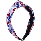 BELSITA 4th of July Headband Patriotic Hair Accessories for Women Girls USA Flag Fireworks Hair Band Non Slip Wide Knotted Independence Day Head Band 1 Pcs