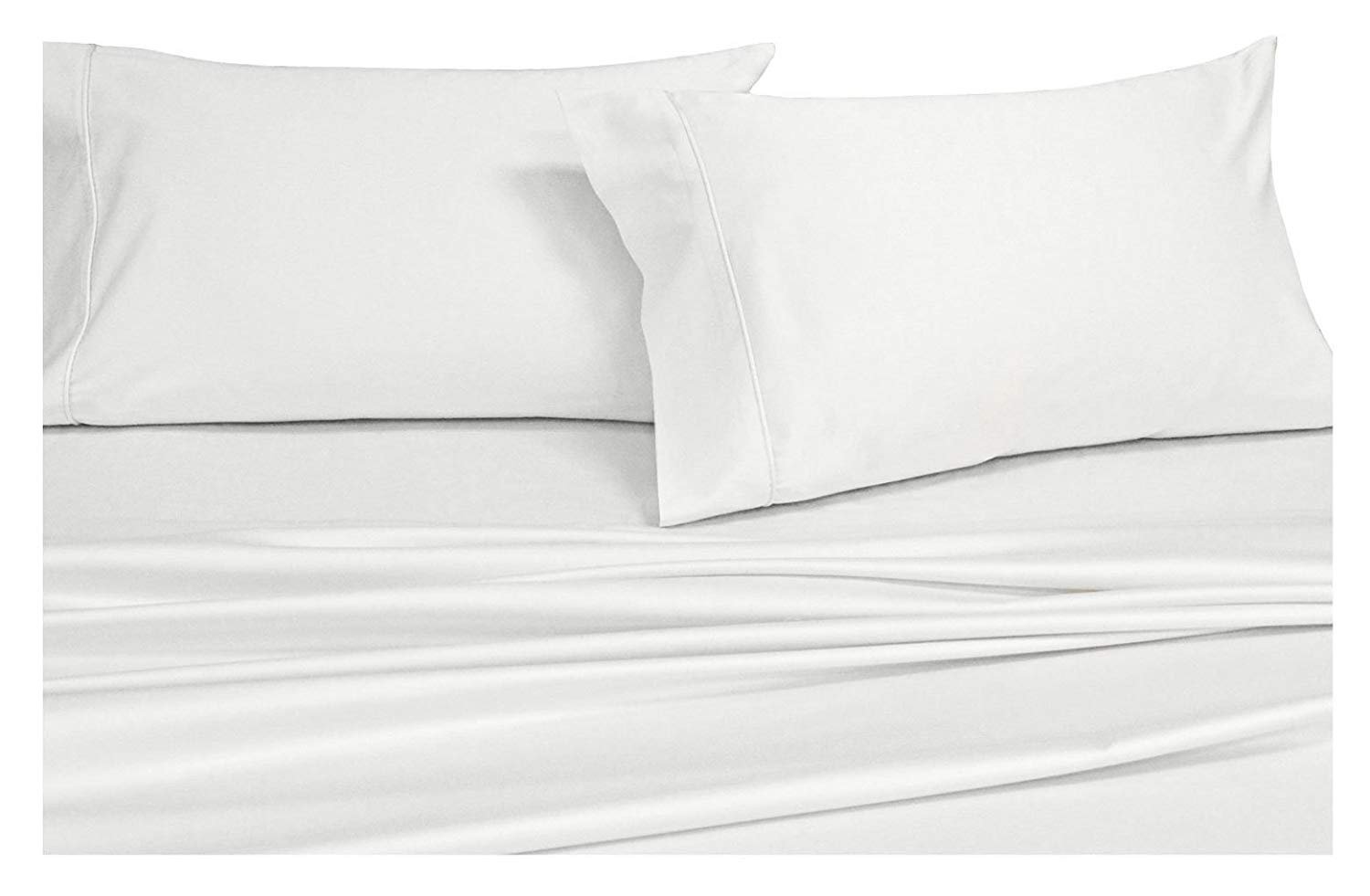 Royal's Solid White 1000-Thread-Count 4pc California-King Bed Sheet Set 100-Percent Cotton, Sateen Solid, Deep Pocket