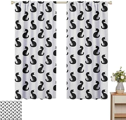 Rideaux A Motifs De Petpany Avec Motif Chat Motif Hipster Personnages Felins Ludiques Avec Lunettes Et Nœuds Style Vintage Multicolore Pour Chambre A Coucher Tissu Couleur 7 54 W X 84 L Amazon Fr Cuisine